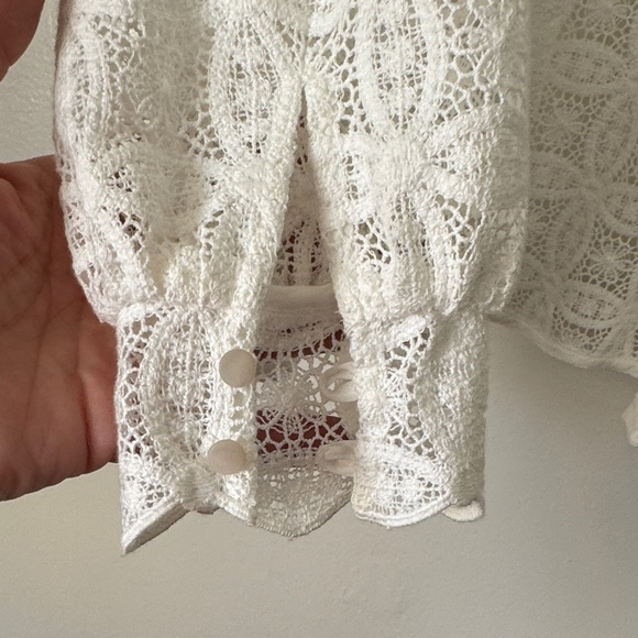 Sezane White Lace Blouse with Ruffle Detail - Picture 4 of 7